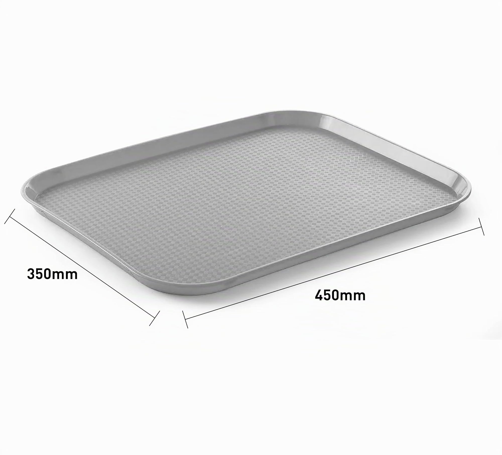 HENDI Plateau de Service AmerBox, Grand, rectangulaire, Multi-Usage, Plateau Fast Food, pour Servir Nourriture et Boissons, Restauration Rapide, 350x450x(H) 20mm, Gris, polypropylène