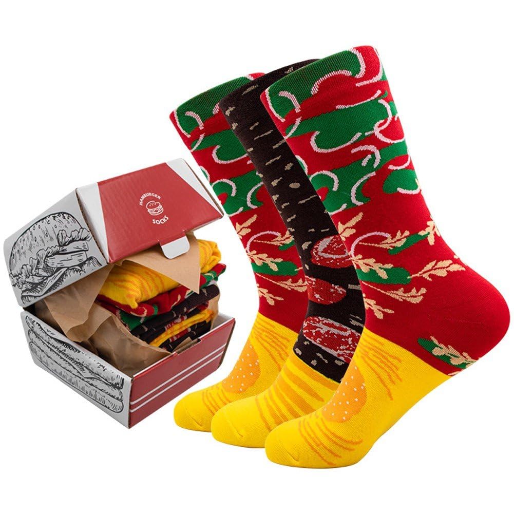 Chaussettes en coton rigolotes : coffret cadeau de 3 paires aux motifs food pour homme et femme.