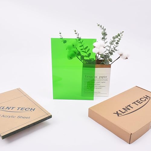 Miniatura 6 de 6 hojas de acrílico fundido transparente verde de 8 x 12 x 0.118 pulgadas, lámina de plástico de plexiglás para corte láser, letreros de grabado,
