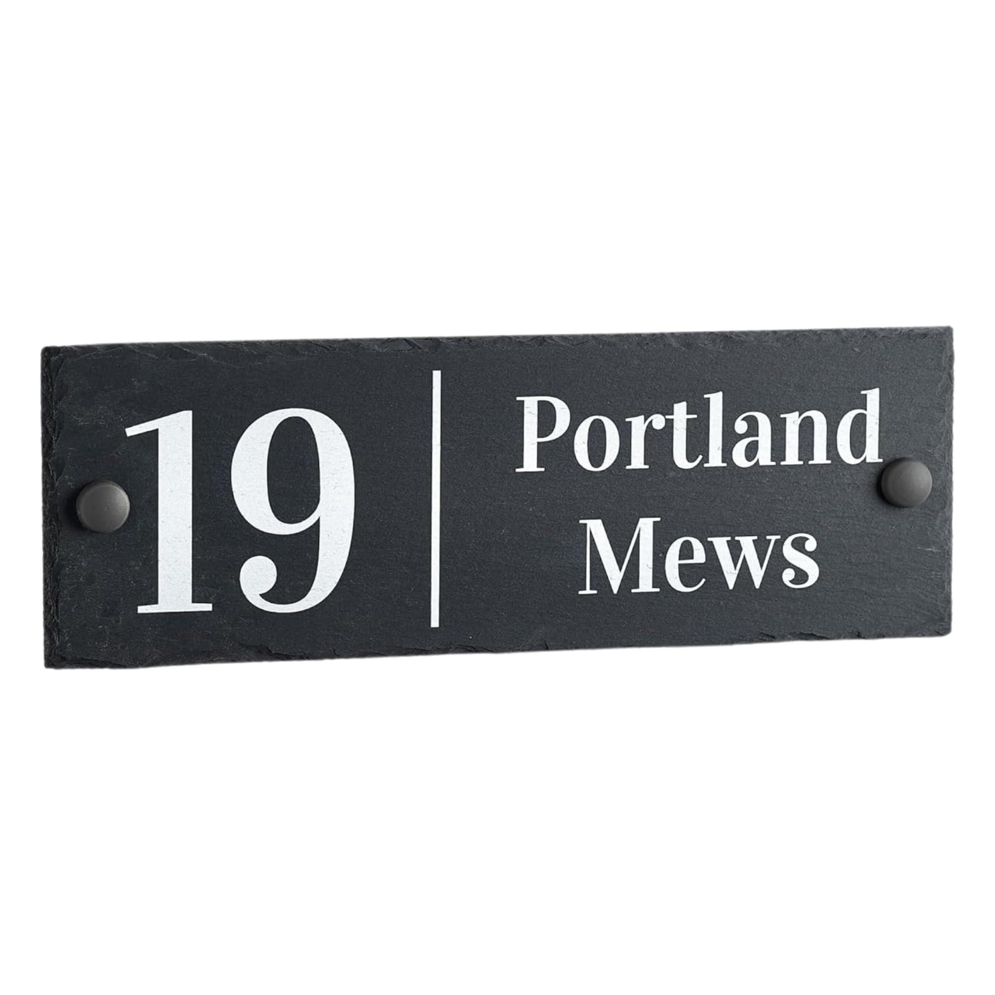 House Signs Direct | Bespoke Slate House Sign 10x30cm | Rustic Grey House Number Plaques | Personalised Home and Door Number Plaques for Wall, Easy Install House Signs for Outside