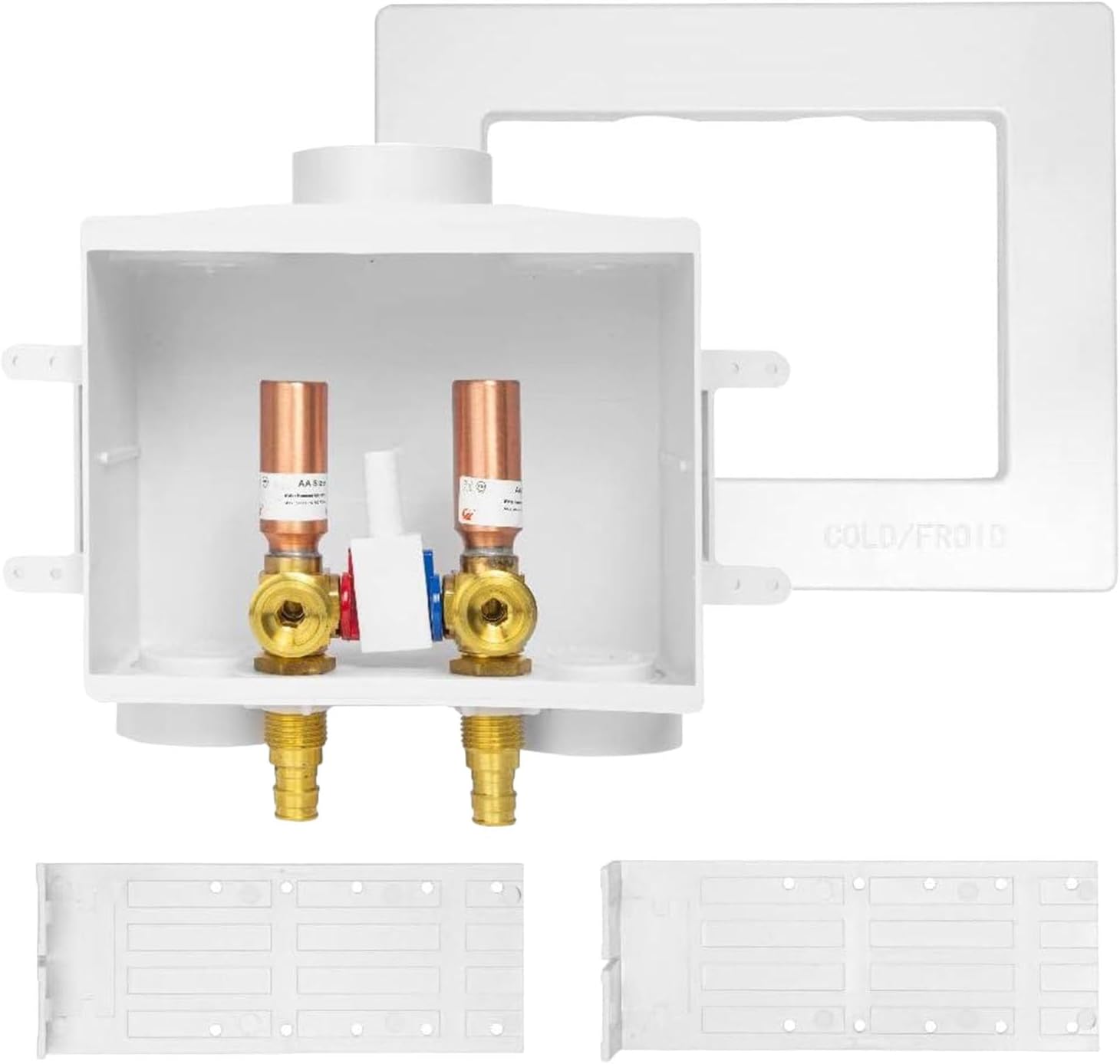 EFIELD Double Drain Washing Machine Outlet Box, 1/2-inch Expansion Pex-A F1960 Inlet, Single Control Valve, Water Hammer Arrestor (Copper),(WM018)