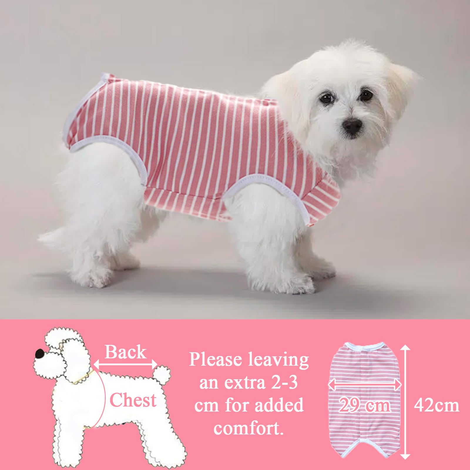 Dog Surgery Recovery Suit, Striped Bodysuit after Surgery, Female Dog Weaning Vest, Anti Licking Spay Recovery Suit - Image 2