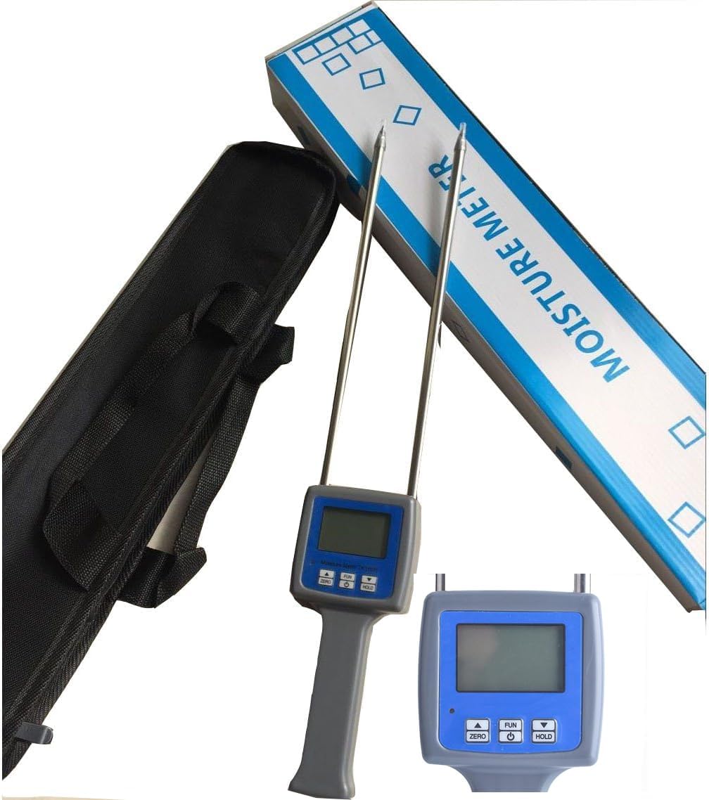 Wood Powder Moisture Meter Hay Bale Bamboo Powder Moisture Fiber Tester with Measuring Range 0 to 84% Resolusion 0.1 Accuracy ± 0.5% n For Wood Sawdust Bamboo Powder Humidity Test