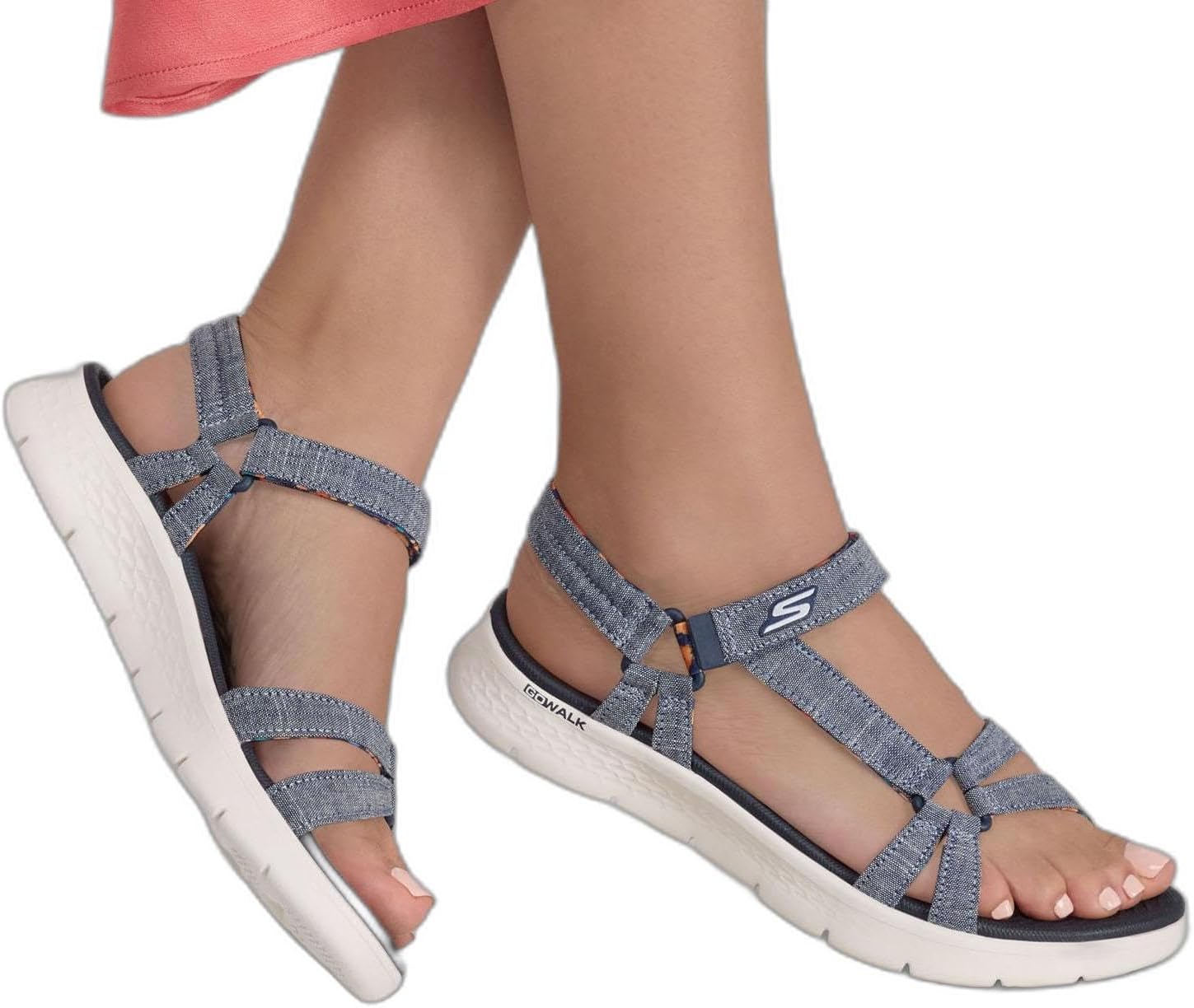 Skechers - Womens Go Walk Flex Andie Sandals, Color Navy, Size: 7 M US