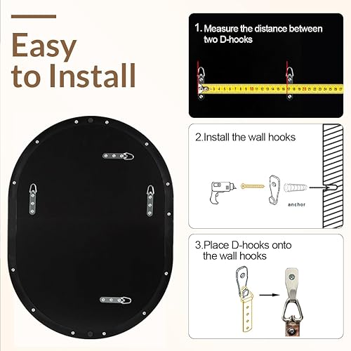 Miniatura 152 de ANDY STAR Espejos ovalados de baño, espejo de tocador doble de 30 x 48 pulgadas, espejos ovalados negros para baño, marco de acero inoxidable