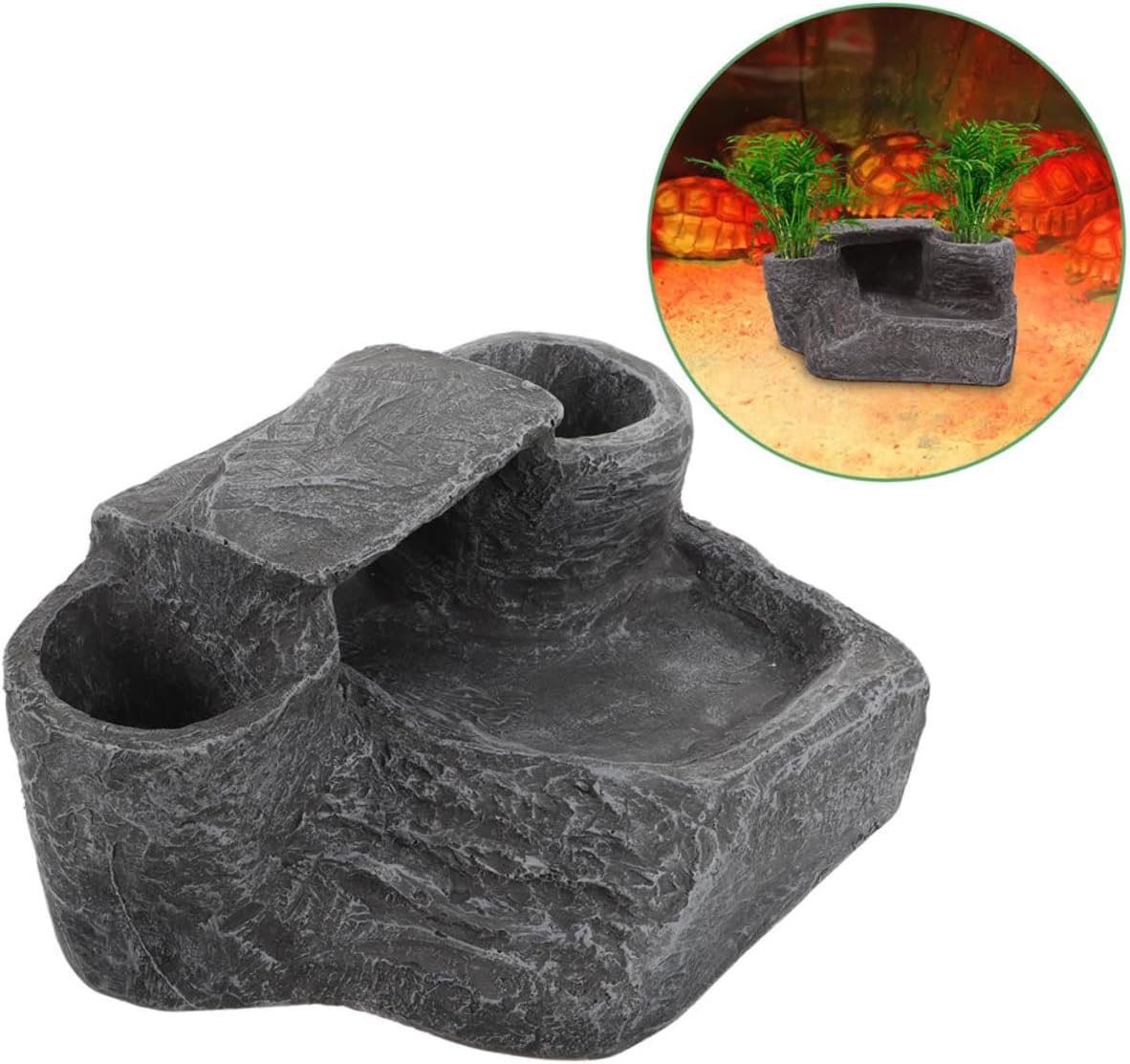 COLLBATH Turtle Tank Basking Platform Resin Reptile Basking Decor for Turtles Reptiles Convenient Climbing Access for Exercise Sunbathing Aquarium Landscaping Accessory