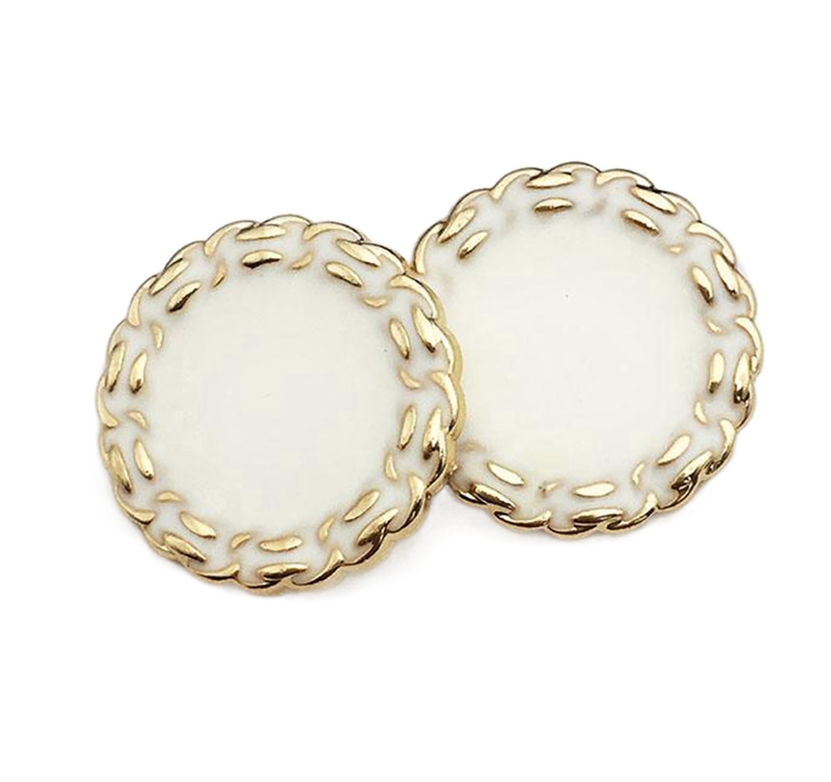 Buttons Chain Metal Men's and Women's Coat Buttons, Gold and White, 25mm (6 Pieces)