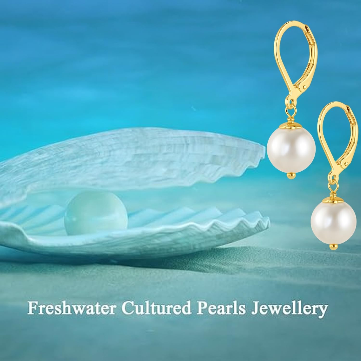 Handmade Pearl Drop Earrings for Women – 925 Sterling Silver Leverback Dangle Earrings, Lightweight Minimalist Jewelry, Gift for Her - Image 5