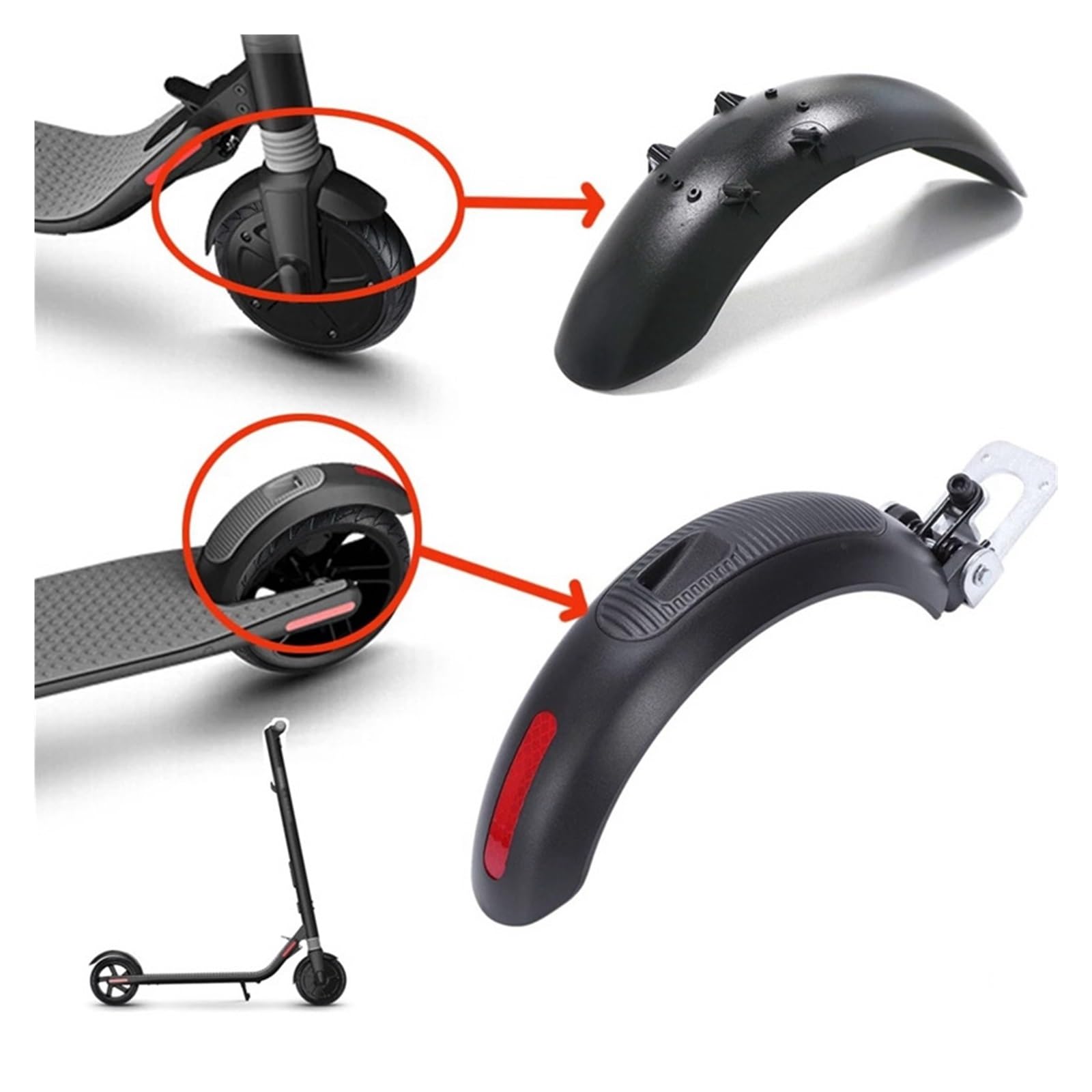 Garde-boue,Convient for scooter électrique/Ninebot, ES1 ES2 ES3 ES4, ensemble d'accessoires garde-boue for pneu Garde-boue arrière pour trottinette électrique(Rear fender)