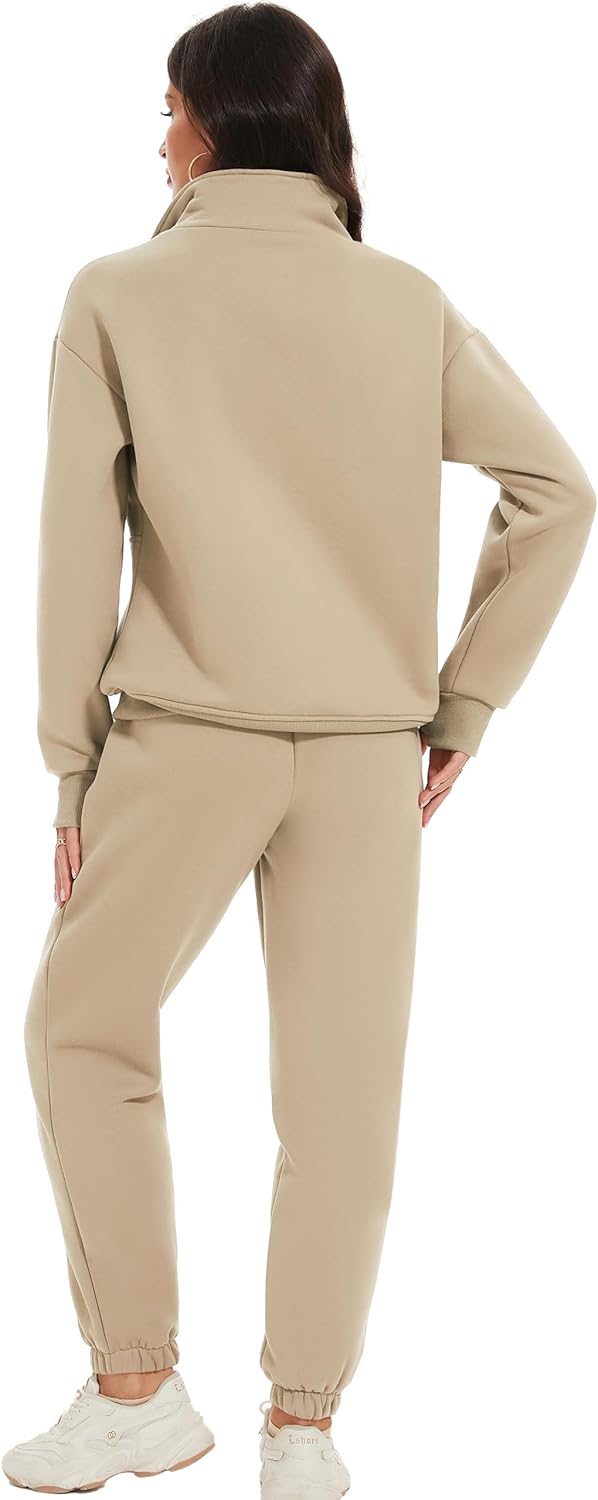 Eisctnd Womens Fleece 2 Piece Sweatsuit Lounge Set Long Sleeve Sweatshirt Jogger Pants Tracksuit Sweatsuit 2026 Trendy - Image 4