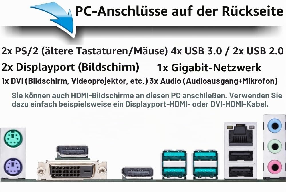 shinobee Office PC - Computer mit Intel Quad Core i7 mit 4 GHz - 32 GB DDR4-1TB SSD Festplatte - Windows 11 Pro - MS Office - WLAN - DVD+RW - USB 3.0 - High End Office Tower-PC - #8169