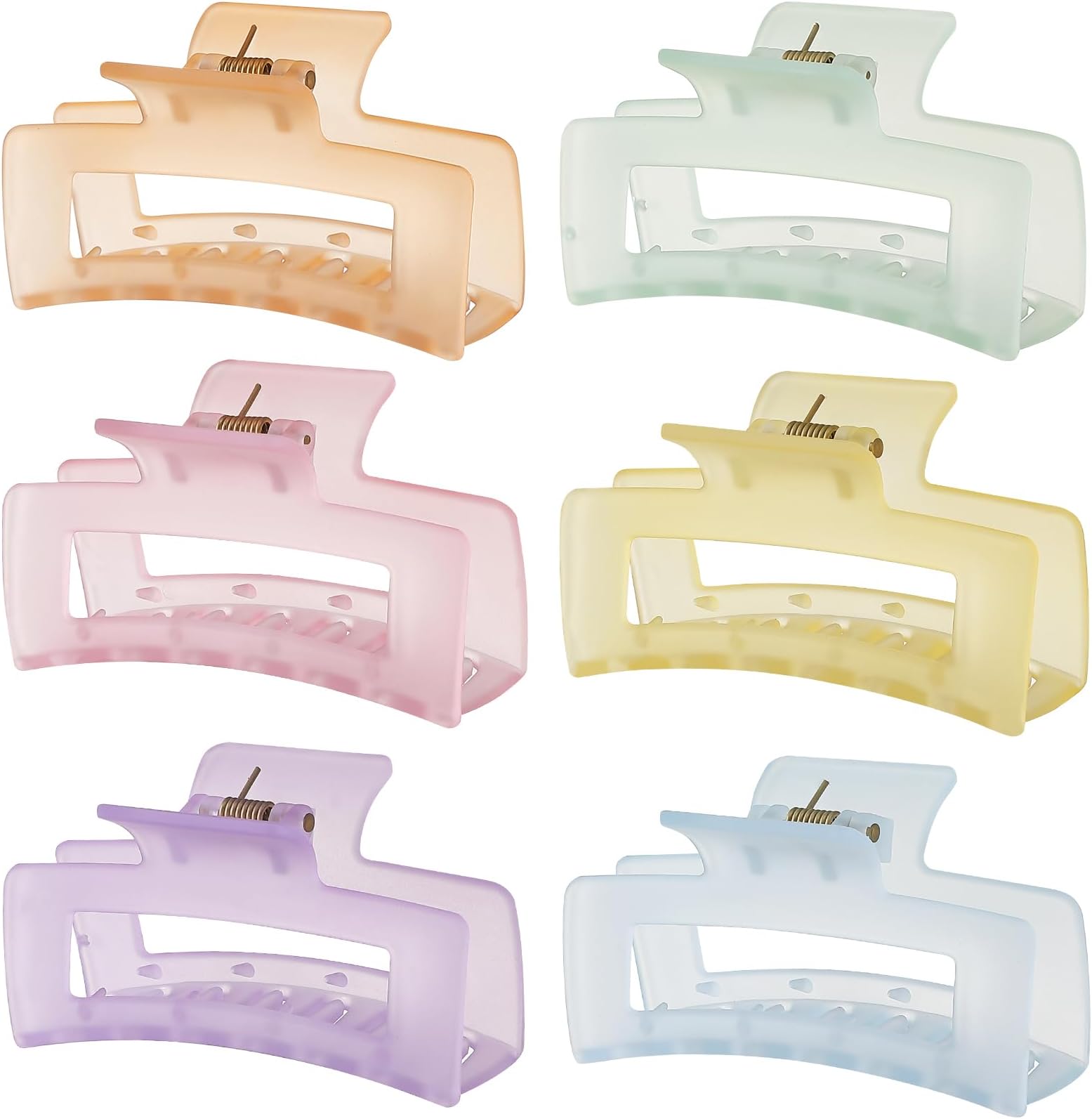 3.5 Inch Medium Hair Accessories - 6 Pack Square and Rectangle Banana Jaw Clips for Women and Girls - Ice Cream