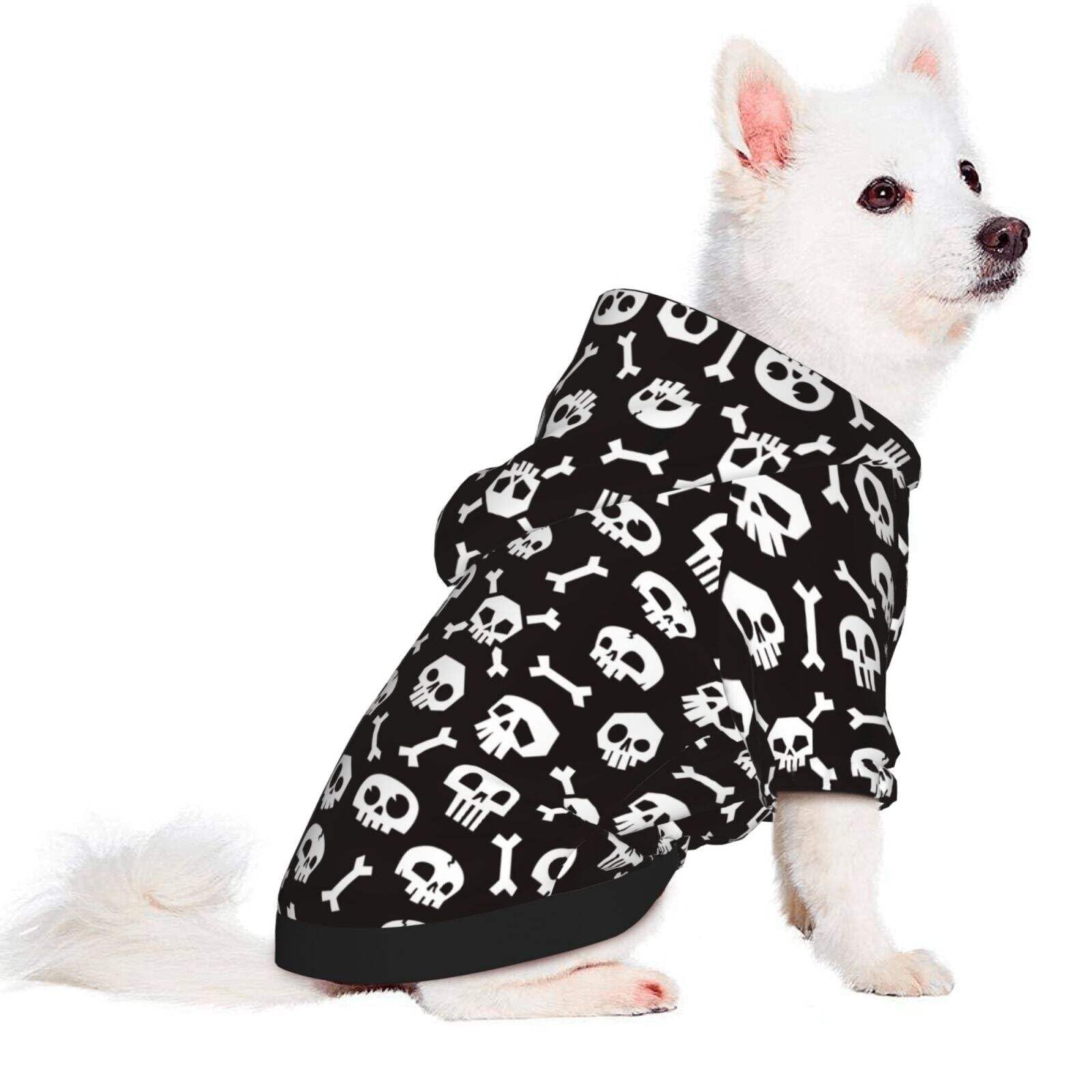 Skull Dog Hoodie Pet Clothes for Small Dog Cat Soft Funny Scary Pet Apparel Halloween Supplies, HO2, Medium - Image 2