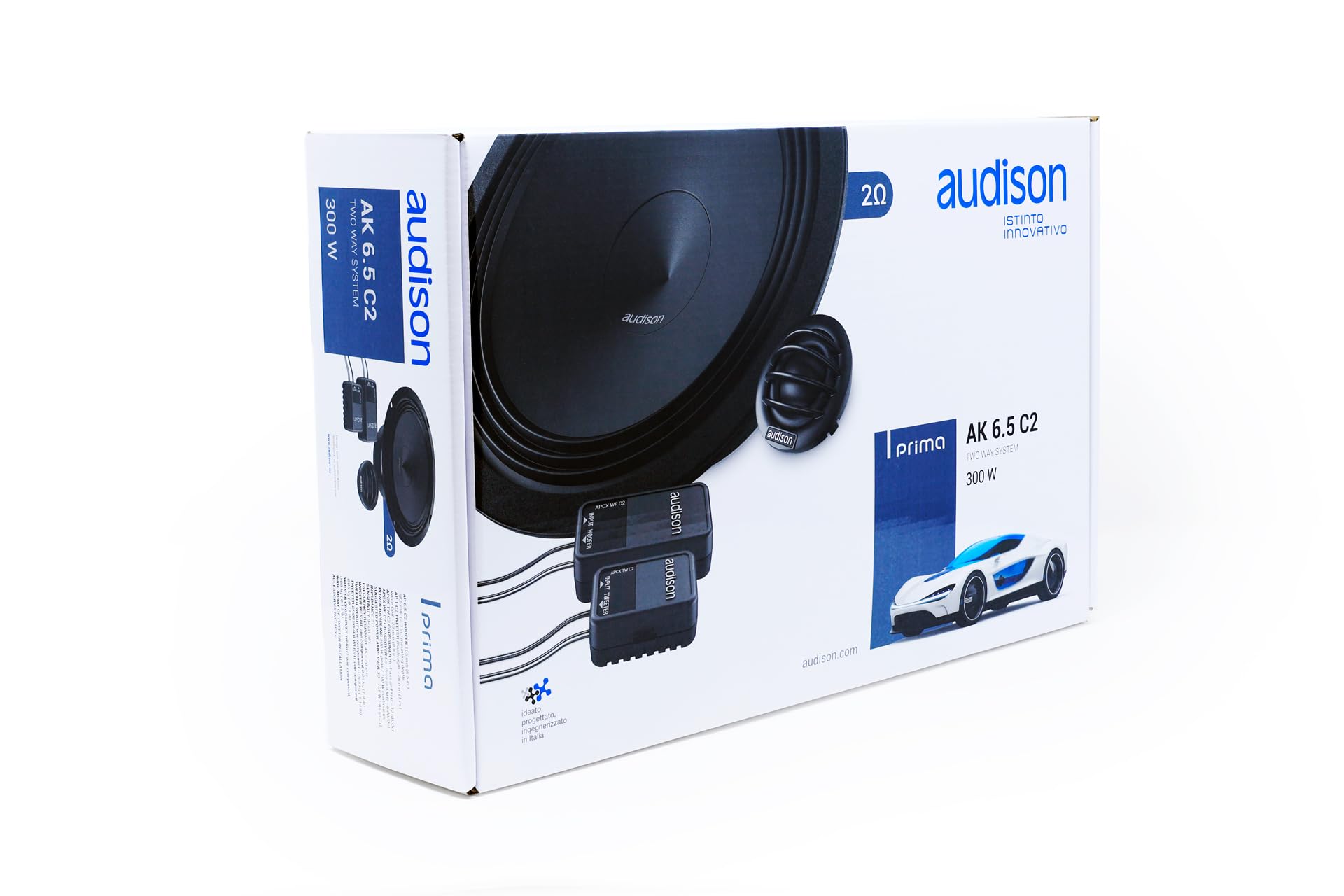 Audison AK 6.5 C2 kit de 2 vías 165 mm, 300 W | tweeter 26 mm, filtro incluido, 6,5 pulgadas, 100 W RMS, 2 Ohm, 95 dB