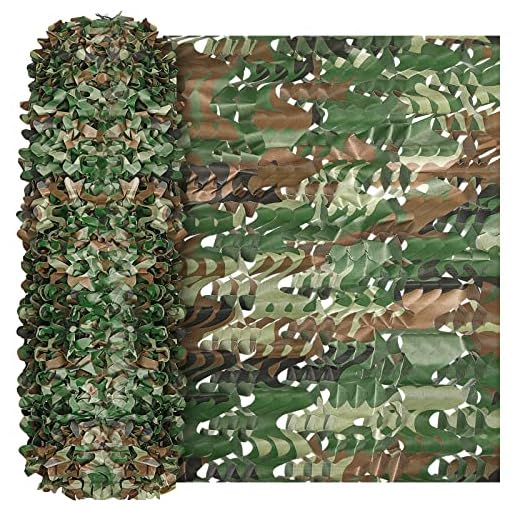 Camo Netting Bulk Roll Camo Fabric Military Camouflage Net Blinds Sunshade Army Surplus Hunting Accessories for Outdoor Camping Shooting Birthday Party Decorations (Forest Green, 4.92 x 65.62 Ft)