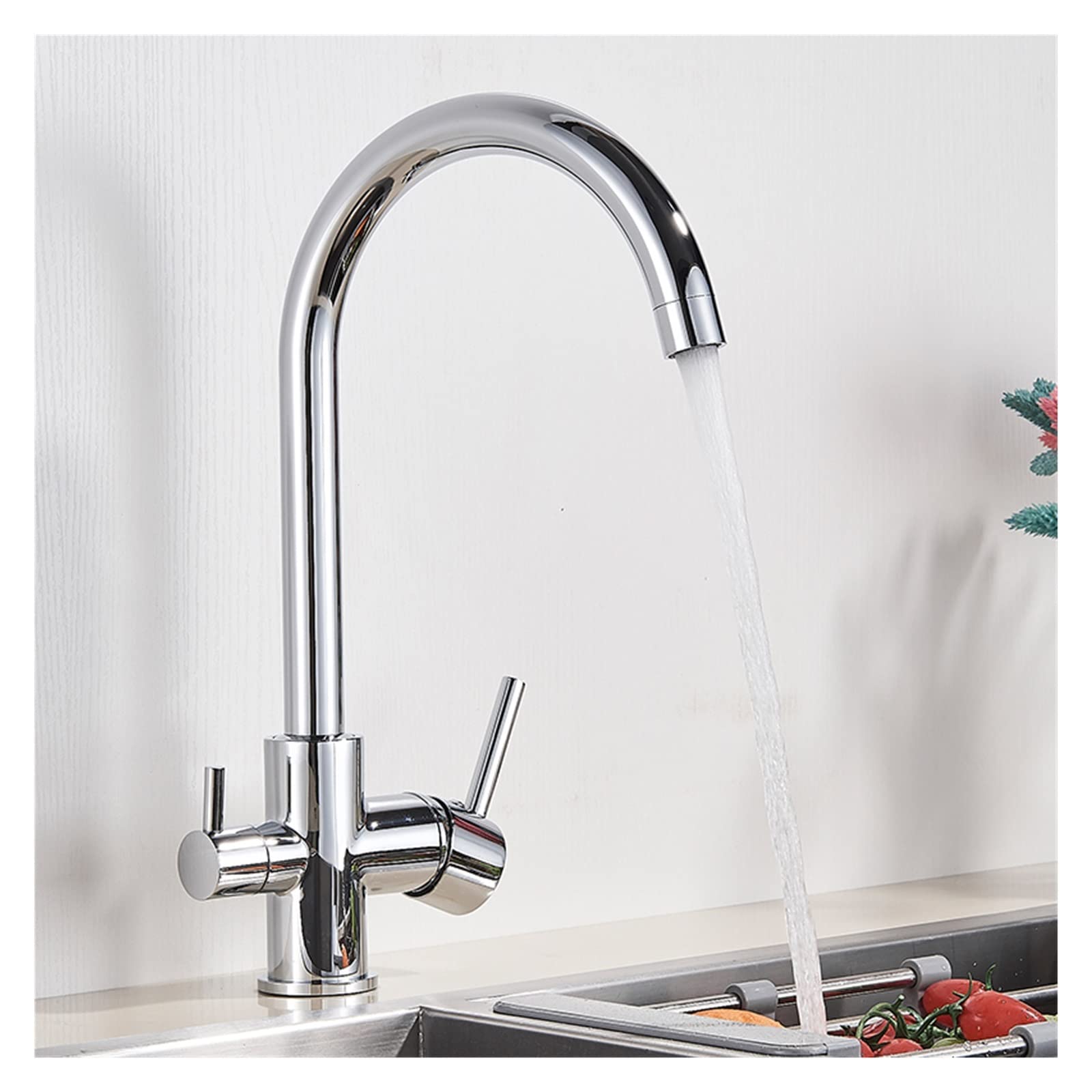 Robinet eau filtrée noir mat cuisine 3 voies évier sans calcaire