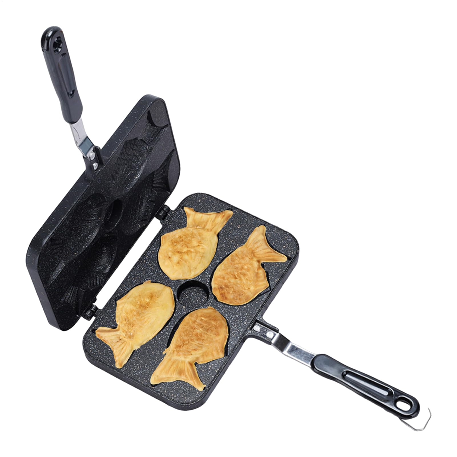 Waffle Iron - 4-Cavity Double-Sided Aluminum Alloy,Non Stick Frying Pans Cooking Plate,for Home Apartment Kitchen Travel Picnic Camping Outdoor Cooking Baking Meat Cake Sandwich