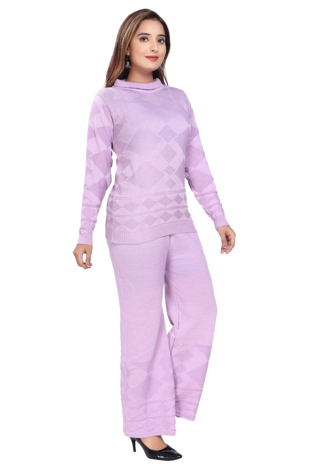 nubie Women's Wool Blend Knitted Coord Set with Self Design | Two-Piece Winter Outfit for Stylish and Comfortable Wear-picture-21