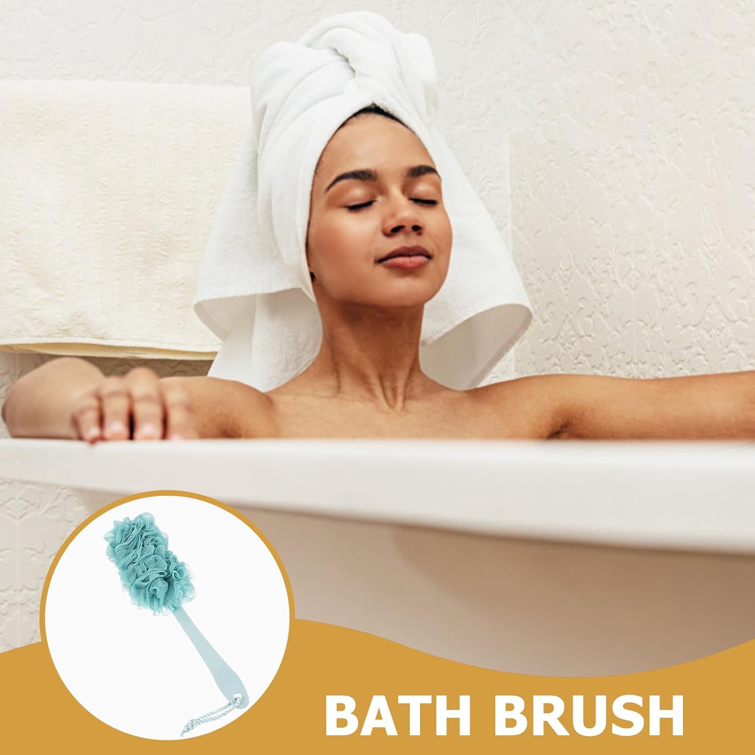 FUOYLOO 2 Pieces Long Handle Back Scrubber Bath Body Cleaning Brush for Shower Exfoliating Skin Care, Random Color Bathing Accessories for Men and Women