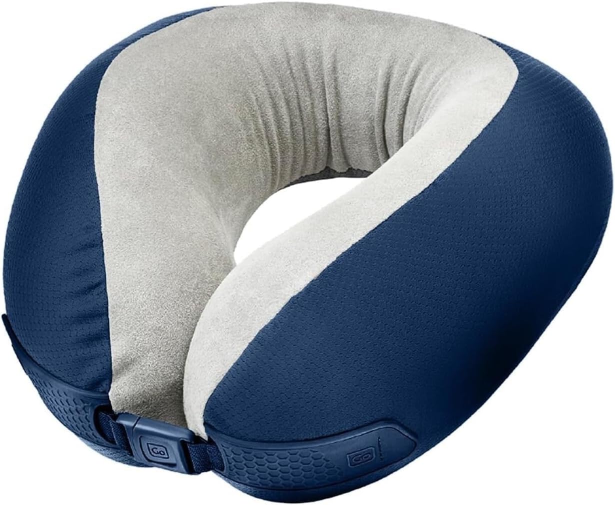 Travel Pillow, Comfortable Memory Foam Neck Pillow Uninterrupted Sleep, Ideal Airplane, Bus, Car, and Train, Travel Essentials, USA, Gray(Dark Blue)