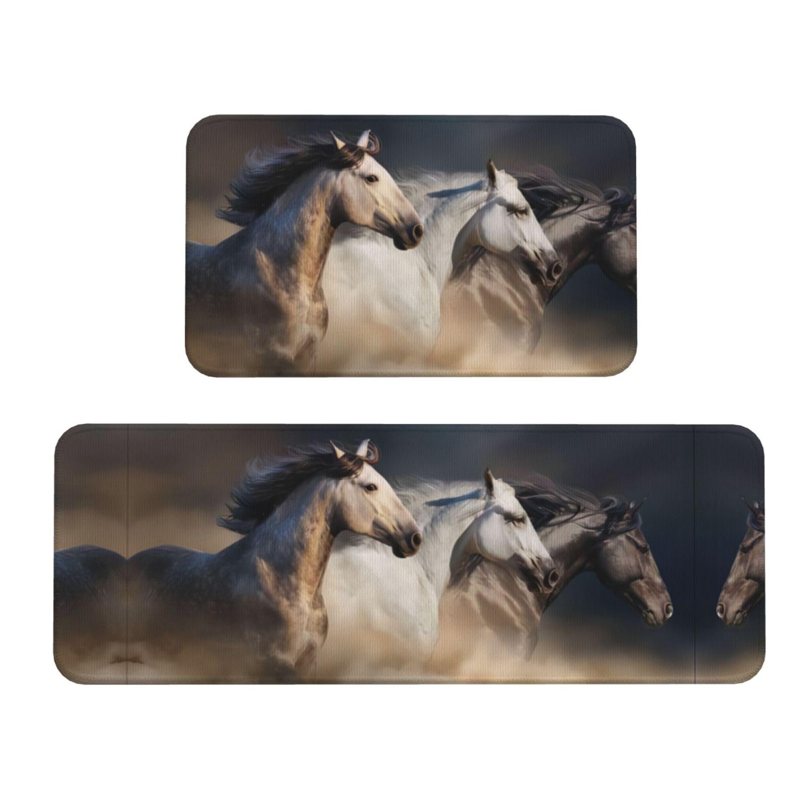Alfombrillas de cocina antideslizantes juego de 2 con diseño de caballos