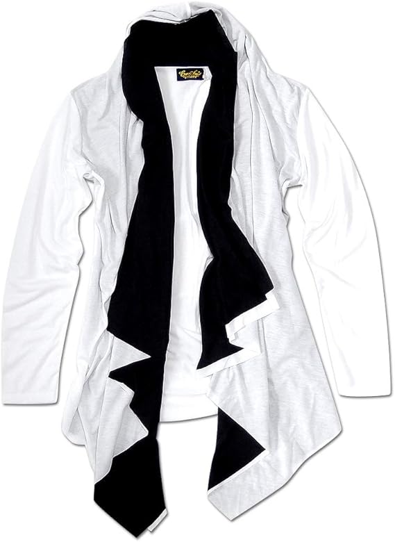 Amazon Co Jp Eversoul エバーソウル 2way ロングカーディガン ドレープ レイヤード ショール カーディガン マント ルーズシルエット サロン系 ロック系 メンズ ホワイト ファッション