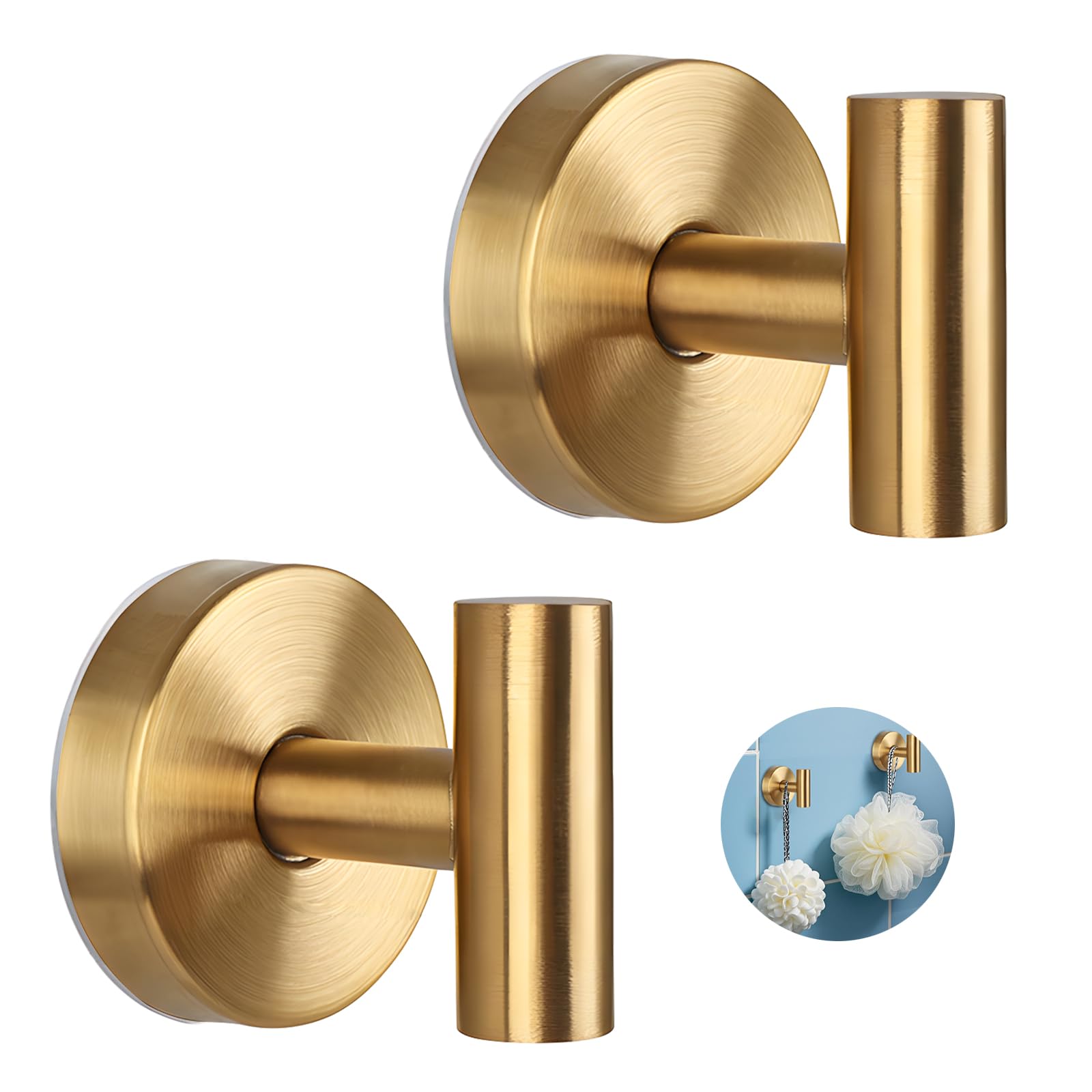 VEINARDYL 2 Pcs Suction Cup Hooks, Stainless Steel Removable Shower Towel Hook