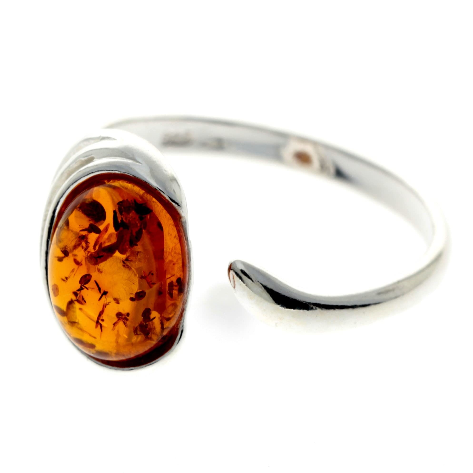 SilverAmber Gioielli - Anello da donna in argento Sterling 925 con ambra GL433A Regolabile individualmente