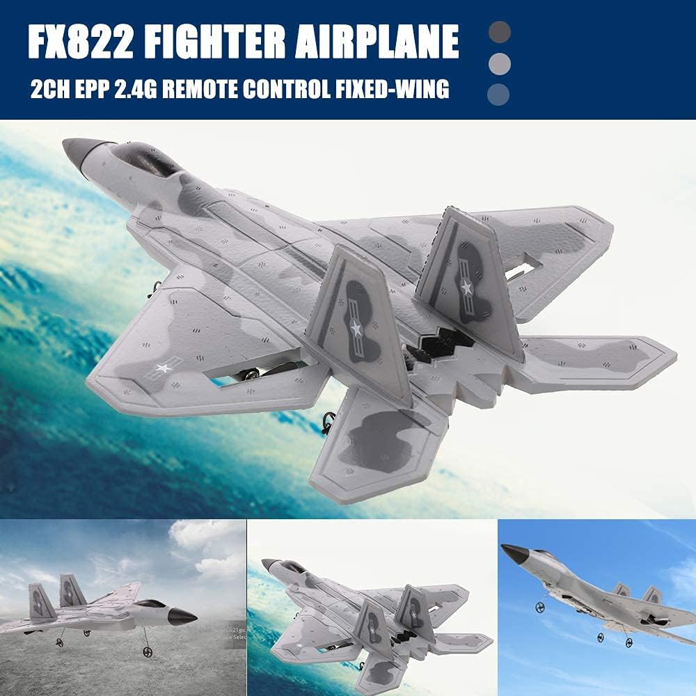 Goolsky FX822 F-22 Raptor Model Fighter, 2CH RC Plane, 2.4GHz Remote Control Airplane, EPP Fixed-Wing Aircraft RTF Toy for Adults