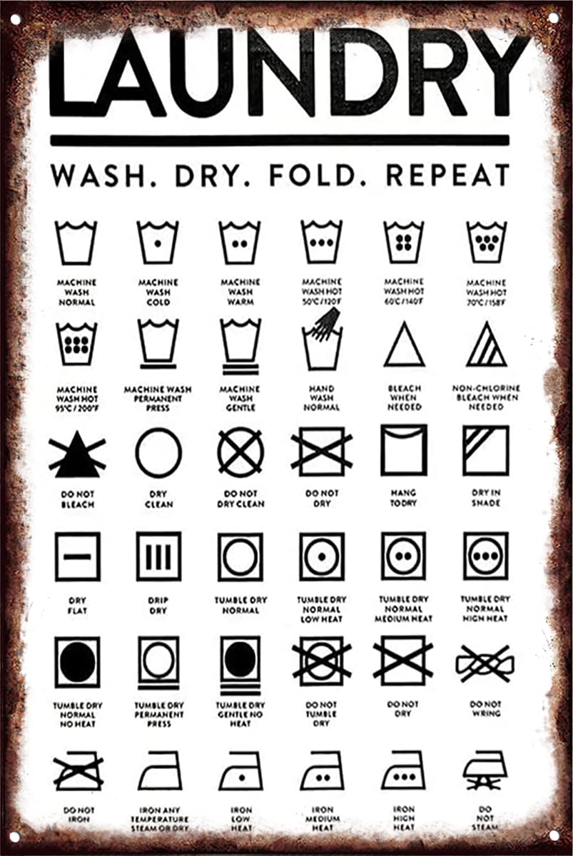 Tin Sign Laundry Room Sign Laundry Symbols Guide Unframed Canvas Painting Funnywall Plaque 8x12 Inch A Housewarming Gift for Your Friends Colleagues Relatives Uncles Aunts Grandparents