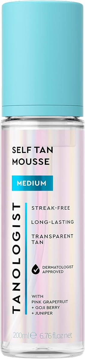 Tanologist Mousse autobronceador medio, sin rayas, brillo natural, 6.76 oz | Autobronceador para verano, mousse de secado rápido, bronceado express, transferencia cero, dura 7 días