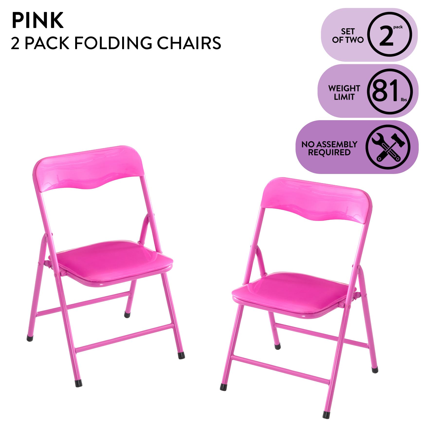 Heritage Kids Padded Folding Chair for Kids, Set of 2, Pink, Ages 3+