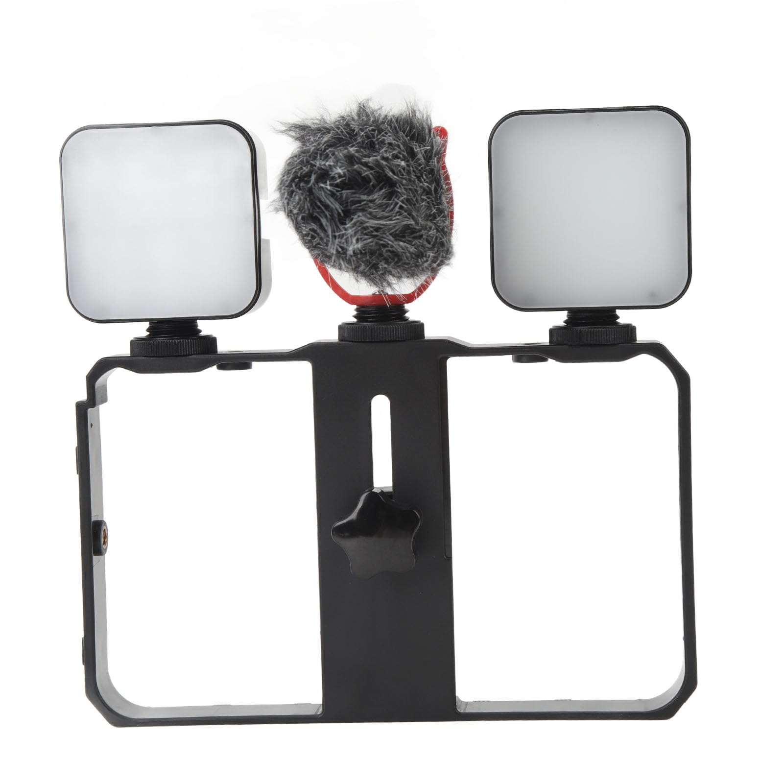 Kit di Attrezzatura Video per Smartphone Tutto in con Copertura Antivento per Microfono con Luce di Riempimento, Gabbia per Fotocamera del Telefono per Vlogging, Maniglia Stabilizzatrice