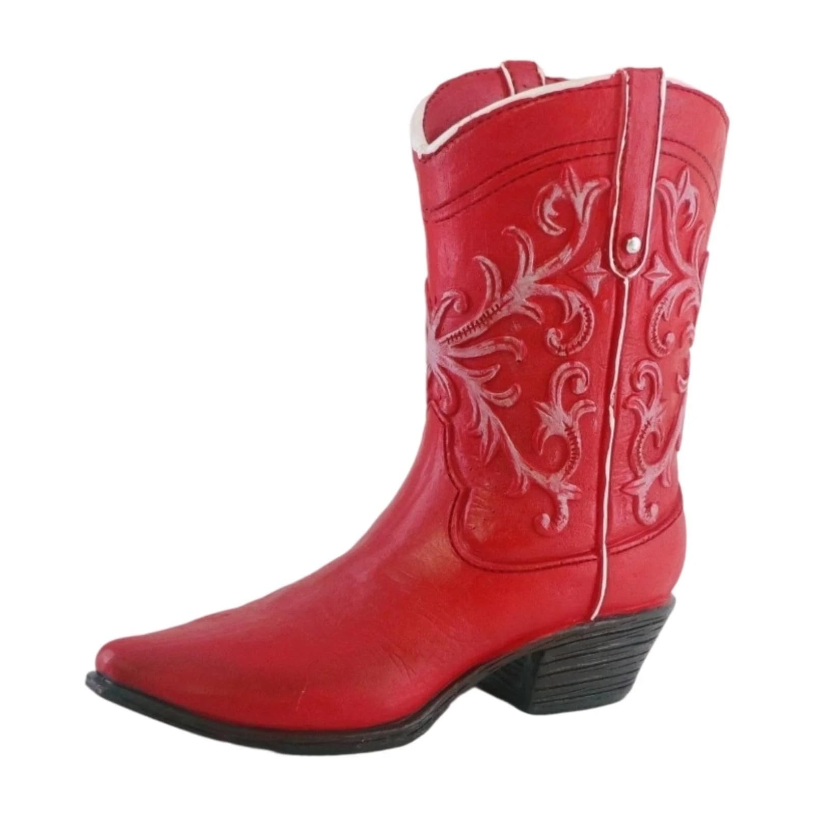 Gralara Vintage Cowgirl Boot Vase Resin Decorative Planter Western Home Decor Sculpture Resin Arrangement Vase for Floral Arrangements, Air Plants & Dried Flowers, Office Desk Ornament, Red