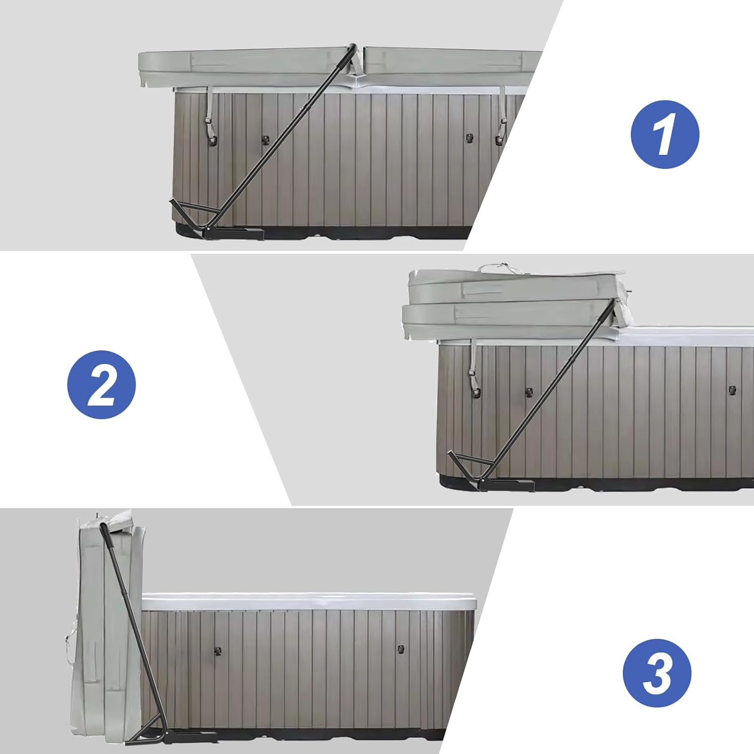 Hot Tub Cover Lift Spa Cover Lifts Under Mount Hot Tub Cover Lifter Adjustable Height 31 to 41 Inch Width Below 96 Inch Removal System Bracket Fits Most Spas Hot Tubs