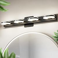 Vista 1 de Moderna lámpara LED de tocador para baño, lámpara de pared moderna de 26 pulgadas, luz blanca natural (negro)
