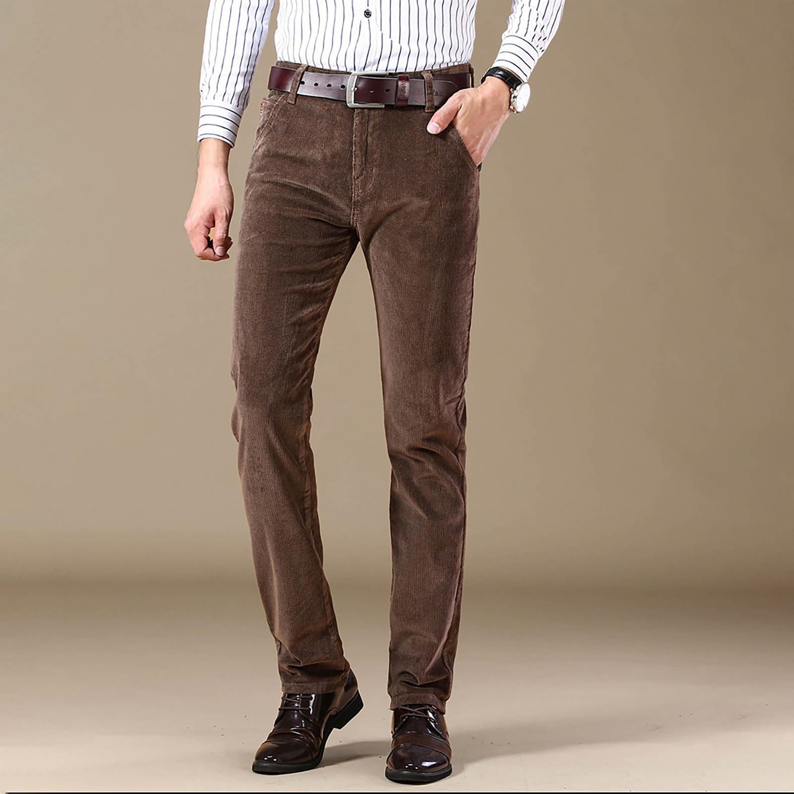 Generico Pantaloni da Uomo in Velluto a Coste con vestibilità Classica, Foderati, Elasticizzati, Elasticizzati, per Autunno e Inverno, Casual, per Il Tempo Libero, per Autunno e Inverno, Casual