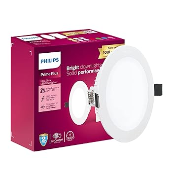 Philips 5W Round AP Plus UltraGlow LED DL Recessed LED Panel Ceiling Light (Pack of 1, Cool Day Light) - White