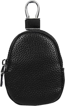 Mandark Car Key Fob Case, Leather Automotive Remote Key Chain Coin Holder with Metal Hook and Zipper, Vehicle Keychain Protector Bags Accessories, Universal for Most Remote Keys Black