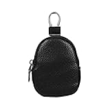 Mandark Car Key Fob Case, Leather Automotive Remote Key Chain Coin Holder with Metal Hook and Zipper, Vehicle Keychain Protector Bags Accessories, Universal for Most Remote Keys (Black)