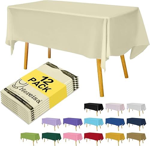 Miniatura 41 de Mantel desechable de alta calidad, paquete de 12, manteles de 54 x 108 pulgadas para fiestas, manteles decorativos para mesas rectangulares, mantel
