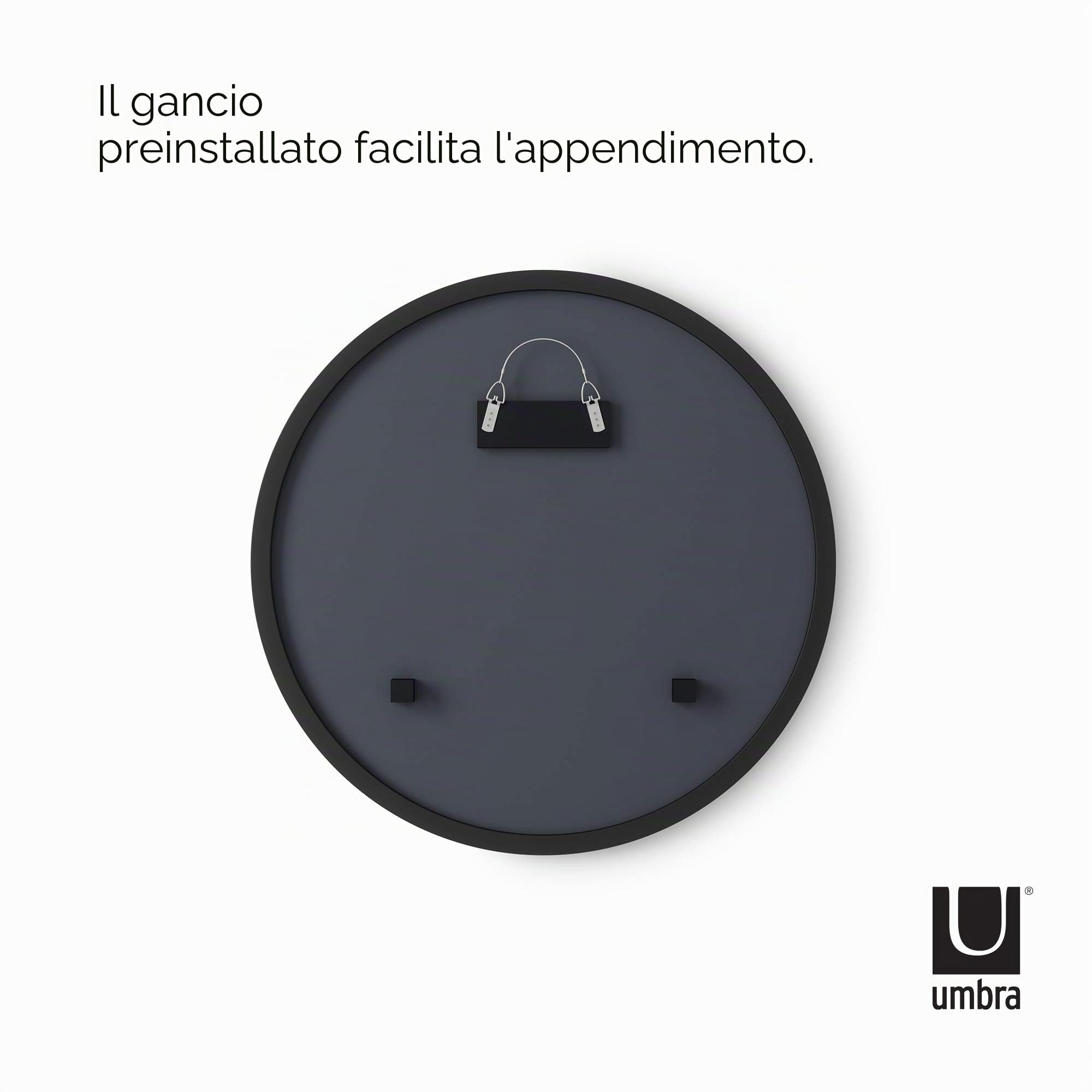 Umbra Hub Specchio da parete ovale, 46x61 cm, Nero