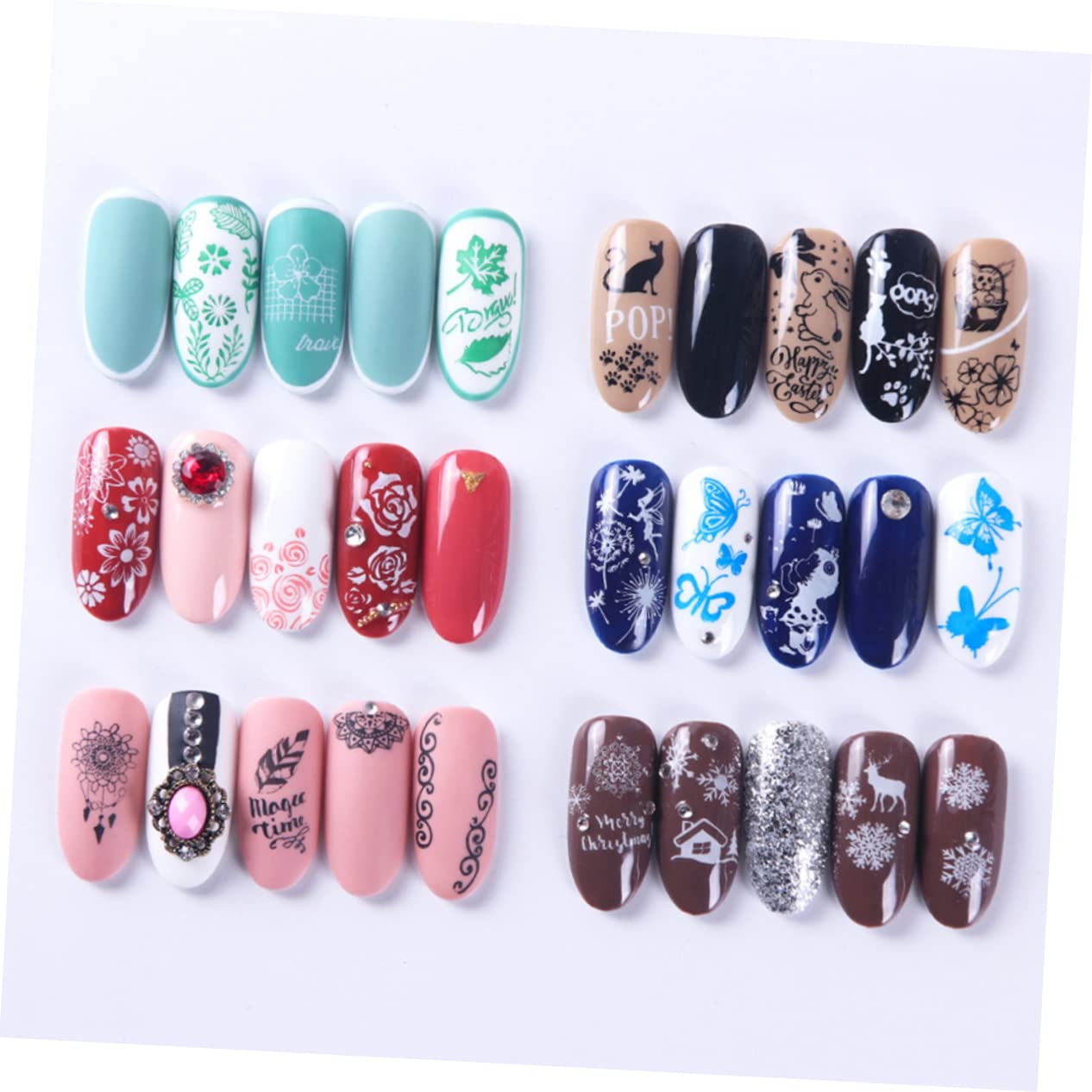 CALLARON 3 Set Piastre Stamping Unghie Acciaio Inossidabile Con Floreali E Farfalle Per Nail Art Creativa E Per Manicure E Speciali 6 Pezzi*3