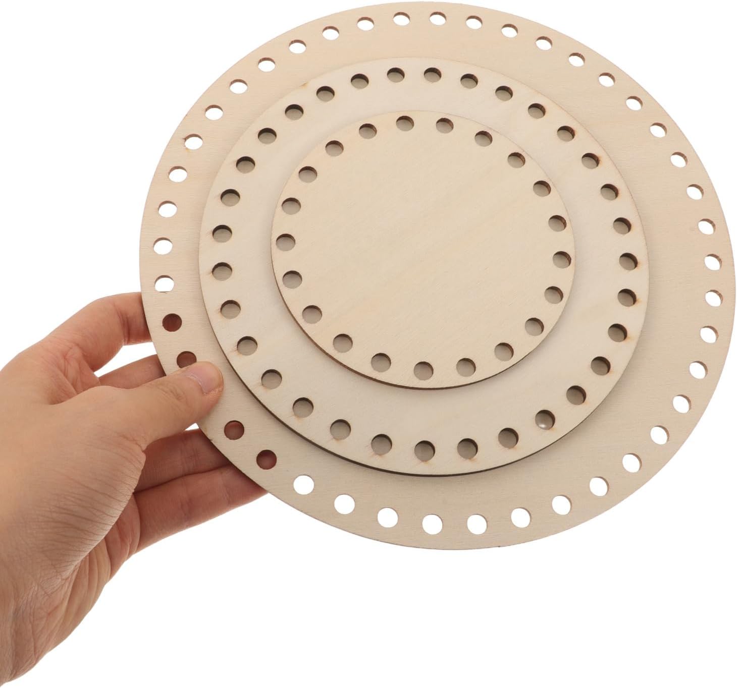 12pcs Wood Base for Crochet Basket, Beige Blank Holiday Craft