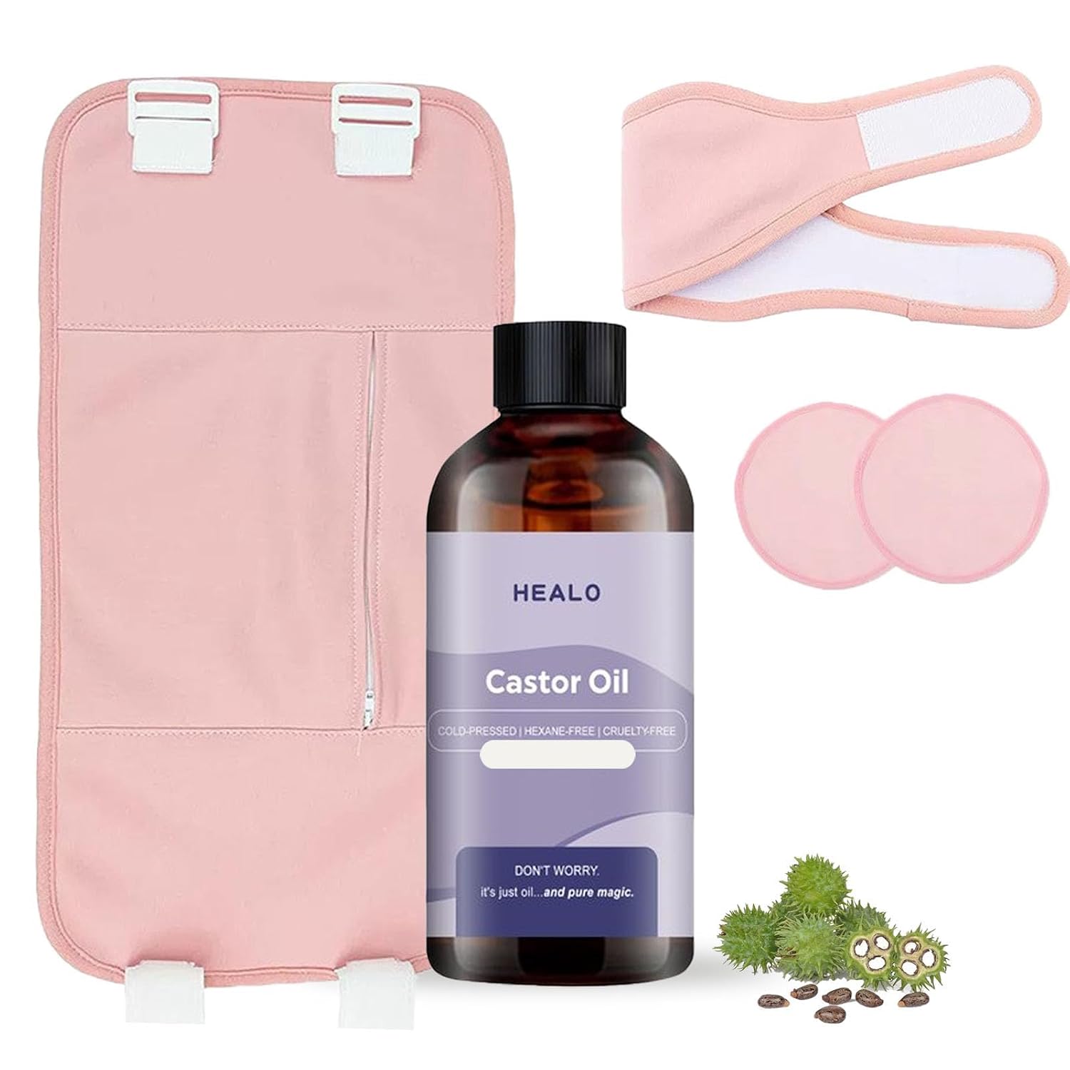 Healo, Castor Oil Pack Wrap, Castor Oil Pack Wrap Kit - 3.38