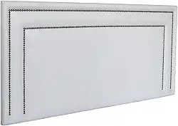 Cabeceira King Reta Luxo Dupla 193x60 Courino Branco - Tacha Fumê