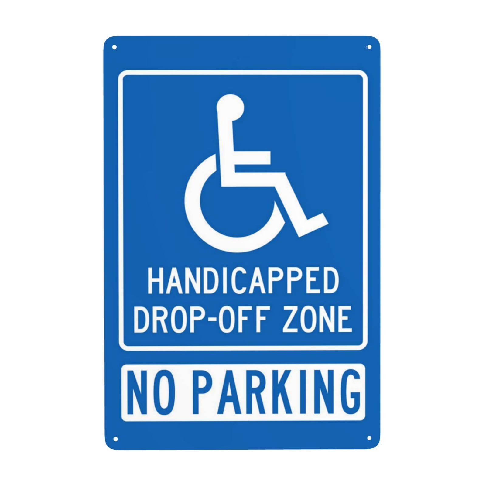 SMAZDFXX No Parking Handicapped Drop-Off Zone Metal Warning Signs, Cautions Security Tin Sign, Safety Signs for Street Business Wall Decor 5.5"x8"