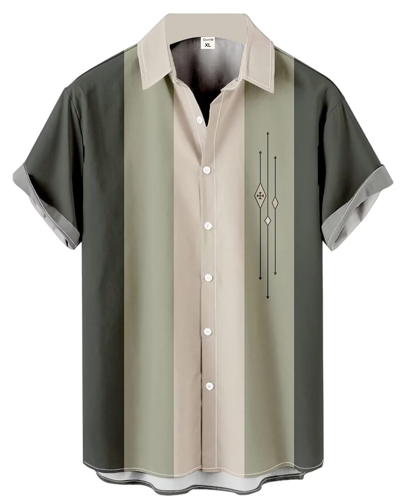 Gwnnb Bowling Shirts for Men Print Short Sleeve Regular Fit Hawaiian Casual Button Down Beach Shirts