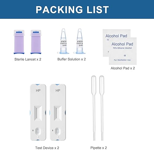 Miniatura 2 de H Pylori Kit de prueba – 2 piezas en casa Helicobacter Pylori auto-prueba con 99.9% de precisión – Resultados rápidos en 10-15 minutos, fácil de