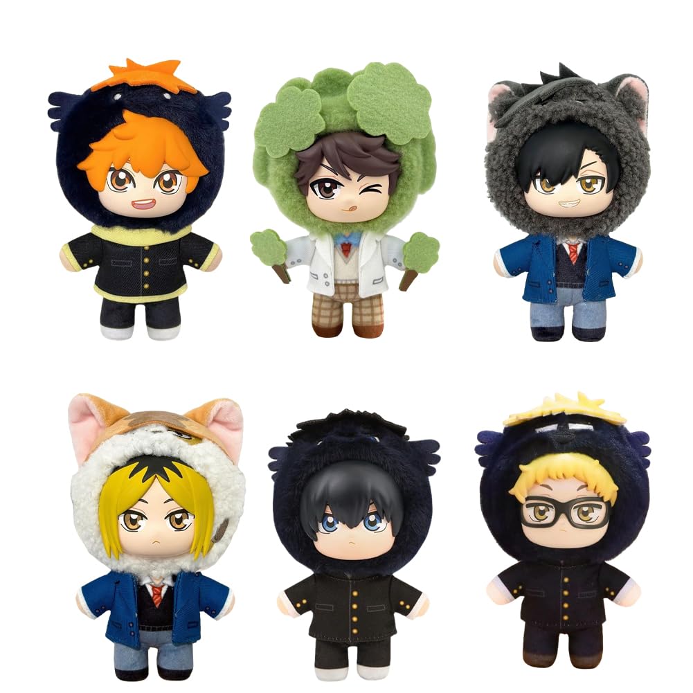 Xinchangda 6PCS Shoyo Hinata Plush Figure Pendants 14CM Tobio Kageyama/Kozume Kenma/Kuroo Tetsurou Figure Anime PVC Statue Model Decorations Gifts